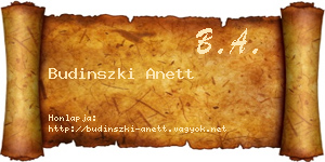 Budinszki Anett névjegykártya